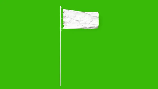 Bandera blanca ondeando y ondeando en el viento. Pantalla Verde. ilustración 3d — Foto de Stock