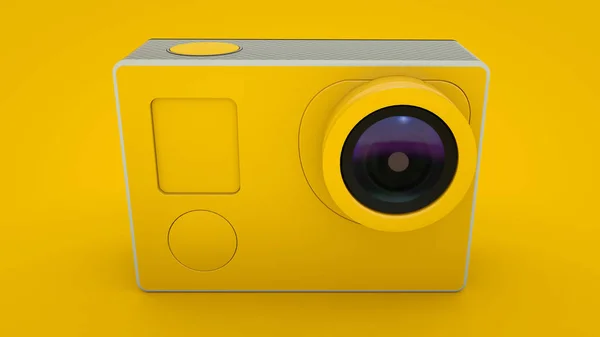 Yellow Action Camera isolated. 3D illustration