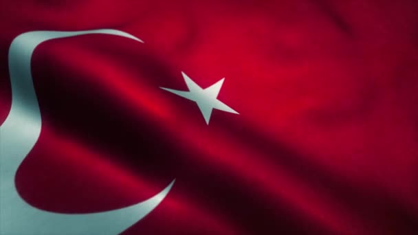 Kalkonflaggan Viftar Vinden Turkiets Nationella Flagga Tecken Turkiet Sömlös Loop — Stockvideo