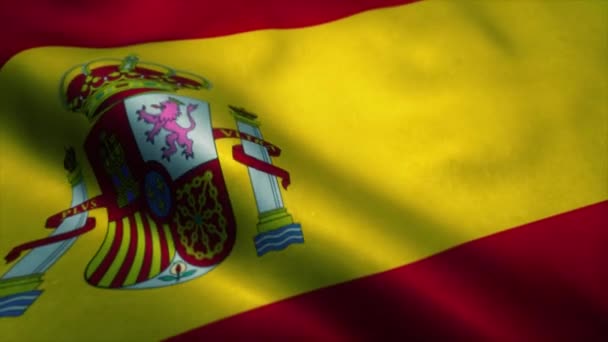 Realistische Zwaaiende Vlag Van Het Koninkrijk Spanje Destructie — Stockvideo