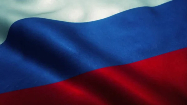 Detailní 3d vykreslování detailní záběr vlajky Ruska. Příznak má detailní realistickou texturu tkaniny. 3D ilustrace — Stock fotografie