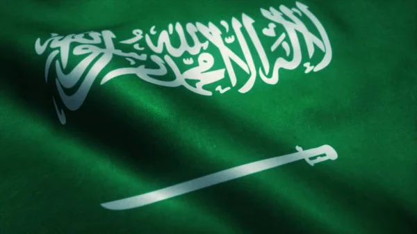 Saudiarabiens flagga - Saudiarabiens högupplösta flagga, under utveckling i vinden. 3D-illustration — Stockfoto