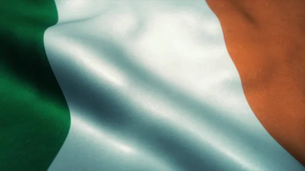 Flaga Republiki Irlandii - flaga Irlandii o wysokiej rozdzielczości, rozwijająca się pod wpływem wiatru. Ilustracja 3D — Zdjęcie stockowe