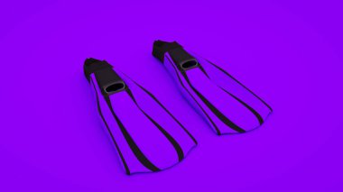 Sarı yüzgeçliler mor arka planda izole edilmiş. 3d oluşturma