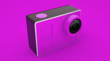 Pembe Hareket Kamerası izole edildi. 3d illüstrasyon