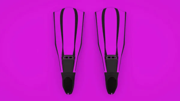 Pink Flippers isolated on pink background. 3D rendering — 스톡 사진