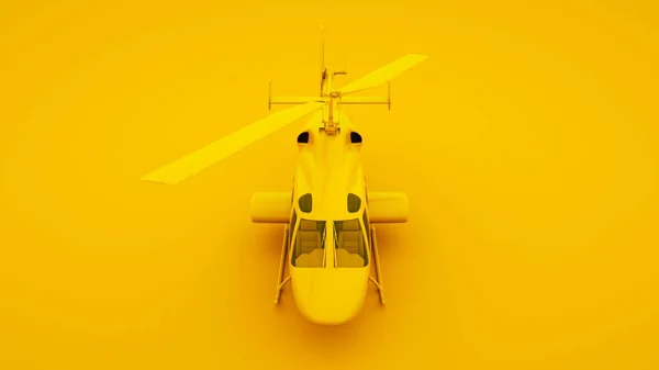 Helicóptero sobre fondo amarillo. Concepto de idea mínima, ilustración 3d — Foto de Stock