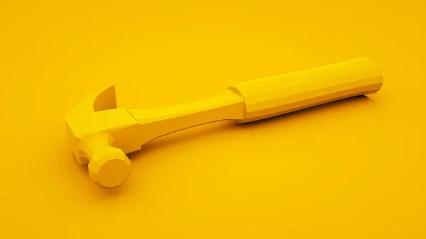 Martelo no fundo amarelo. Construir conceito. Ilustração 3D — Fotografia de Stock