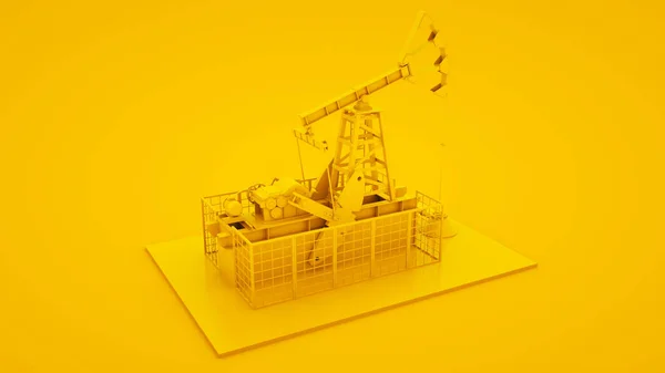 Jack bomba de aceite sobre fondo amarillo. Concepto de idea mínima, ilustración 3d — Foto de Stock