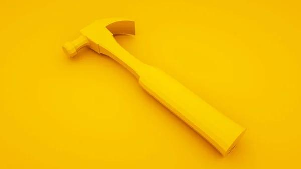 Hammer on yellow background. Build concept. 3d illustration — Stock Photo, Image