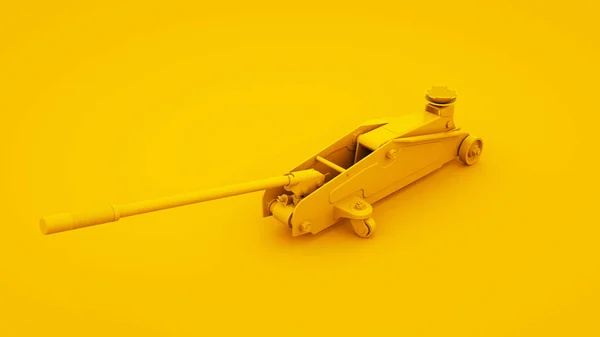 Piso Jack aislado en fondo amarillo. Concepto de idea mínima, ilustración 3D — Foto de Stock