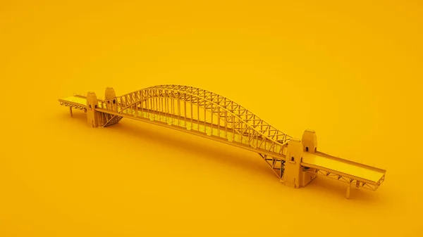 Ponte sobre fundo amarelo. Conceito mínimo de ideia, ilustração 3D — Fotografia de Stock