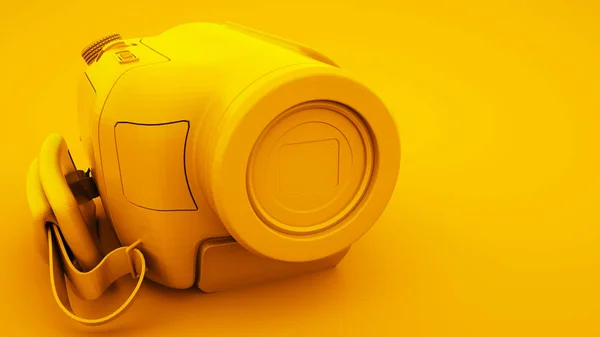 Câmera de vídeo amarelo. Conceito mínimo de ideia, ilustração 3D — Fotografia de Stock