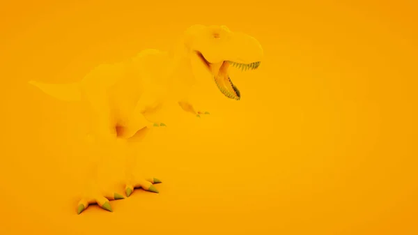 Tyrannosaurus Rex no fundo laranja. Conceito mínimo de ideia, ilustração 3D — Fotografia de Stock