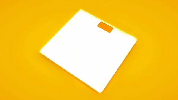 Escalas de peso en fondo amarillo. Concepto de idea mínima, ilustración 3D —  Fotos de Stock