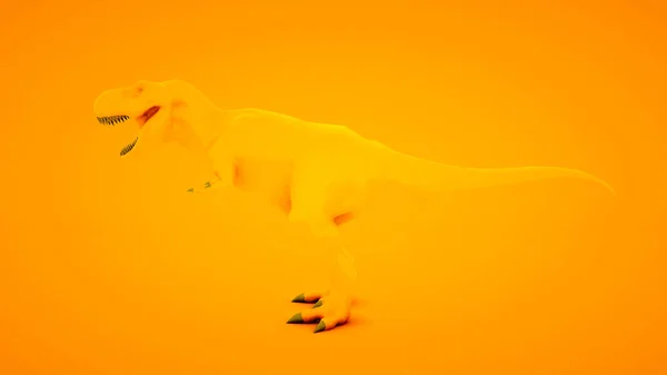 Tyrannosaurus Rex sobre fondo naranja. Concepto de idea mínima, ilustración 3D — Foto de Stock