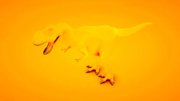 オレンジ色の背景にティラノサウルスレックス。最小限のアイデアコンセプト、 3Dイラスト — ストック写真
