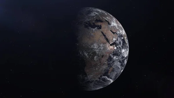 Реальная планета Земля в открытом космосе, 3D-рендеринг — стоковое фото