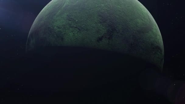 Realistic Green Alien Planet nello spazio esterno, animazione 3d — Video Stock