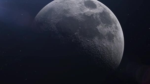 Реальная Луна в открытом космосе, 3D анимация — стоковое видео