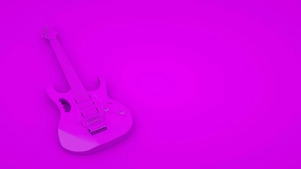 Elektrische gitaar op paarse achtergrond. Minimale idee concept, 3d rendering — Stockfoto