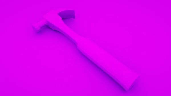 Martelo sobre fundo roxo. Construir conceito. Renderização 3d — Fotografia de Stock