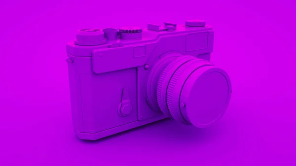Paarse Vintage Camera. Minimale idee concept, 3d rendering — Stockfoto