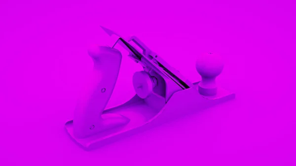 Jointer plane isolated on purple background. Minimal idea concept, 3d rendering — 스톡 사진