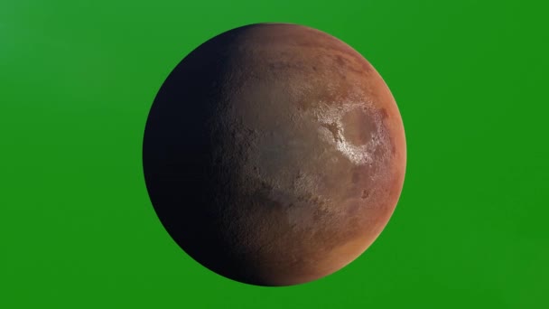 Realistischer Planet Mars Rotierend, 4k. Perfekt für den eigenen Hintergrund mittels Green Screen. Hohe Detailtreue — Stockvideo