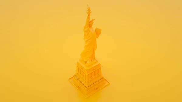 Estátua da Liberdade sobre fundo amarelo. ilustração 3d — Fotografia de Stock