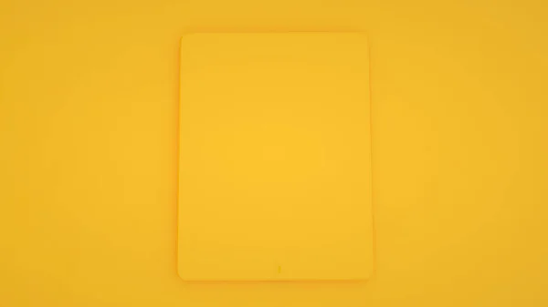在黄色的流行色彩背景下,平板电脑被隔离. 3d说明 — 图库照片
