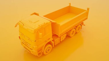 Bahşiş kamyonu sarı arka planda izole edildi. 3d illüstrasyon