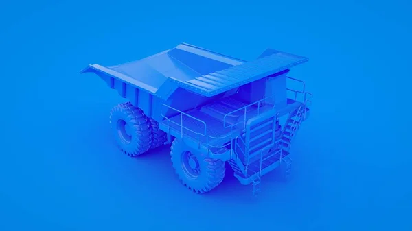 Camion minier bleu isolé sur fond jaune. Illustration 3d — Photo