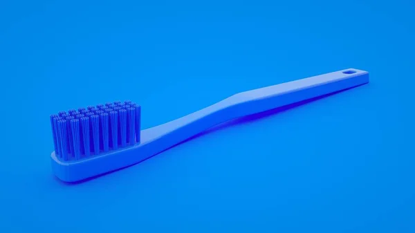 Зубная щетка изолирована на синем фоне. Концепция минимализма. 3d иллюстрация — стоковое фото