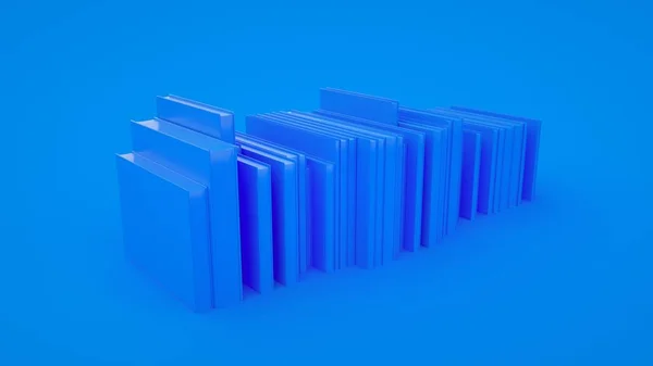 Απλουστευμένη μπλε στοίβα βιβλίων. 3D εικονογράφηση — Φωτογραφία Αρχείου