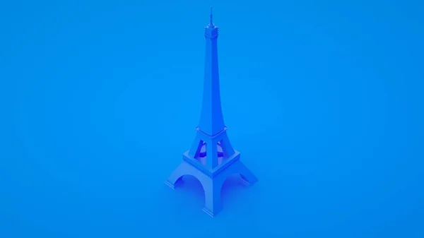 Torre Eiffel isolada sobre fundo azul. Viajar França. ilustração 3d — Fotografia de Stock