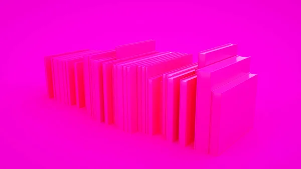 書籍の簡略化されたピンクのスタック。3Dイラスト — ストック写真