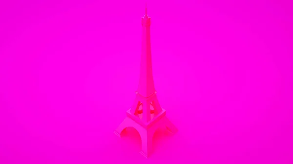 Eiffel Tower isolated on pink background. Travel France. 3d illustration