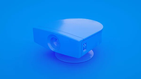 Multimédia Projektor elkülönítve kék háttérrel. 3d illusztráció — Stock Fotó