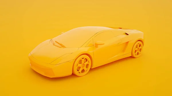 Сучасний спортивний автомобіль ізольований на жовтому тлі. 3D візуалізація — стокове фото