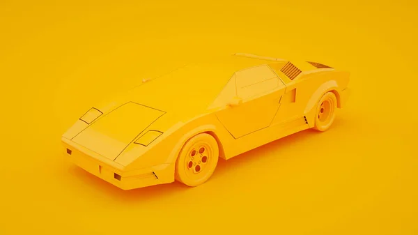 Ретро спортивний автомобіль ізольований на жовтому тлі. 3D візуалізація — стокове фото