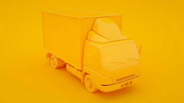 Delivery truck isolated on yellow background. 3d rendering — Stock Photo, Image