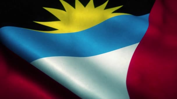 Antigua und Barbuda schwenken Flaggen. Nationalflagge von Antigua und Barbuda. Zeichen von Antigua und Barbuda nahtlose Schleifenanimation. 4k — Stockvideo