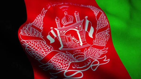 Afghanistan flaggan vinkar. Nationell flagga Islamiska republiken Afghanistan. 3D-illustration — Stockfoto