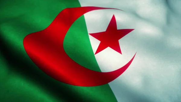 Bandeira da Argélia acenando animação. Bandeira da Argélia acenando ao vento. ilustração 3d — Fotografia de Stock