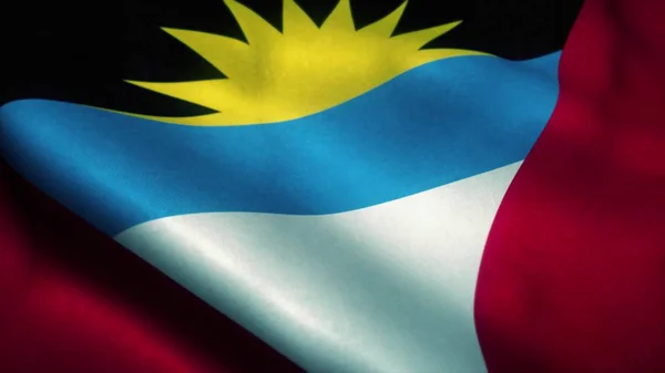 Antigua és Barbuda zászlója lobogott. Antigua és Barbuda nemzeti lobogója. 3d illusztráció — Stock Fotó