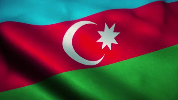 Azerbajdzsán zászló lengett a szélben. Azerbajdzsán nemzeti lobogója. 3d illusztráció — Stock Fotó