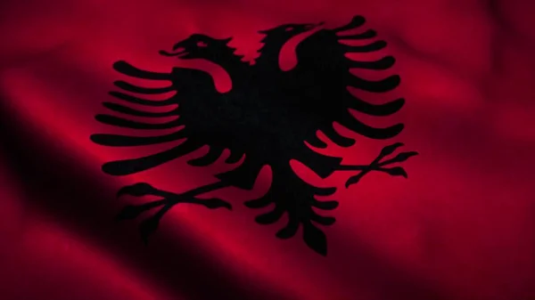 Albania flag waving in the wind. National flag of Albania. Sign of Albania seamless loop animation. 4K — Stock Photo, Image