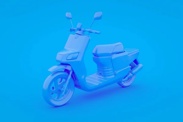 Scooter elszigetelt kék háttérrel. 3D-s renderelés — Stock Fotó
