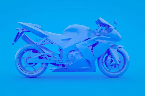 Мотоцикл изолирован на синем фоне. 3d-рендеринг — стоковое фото